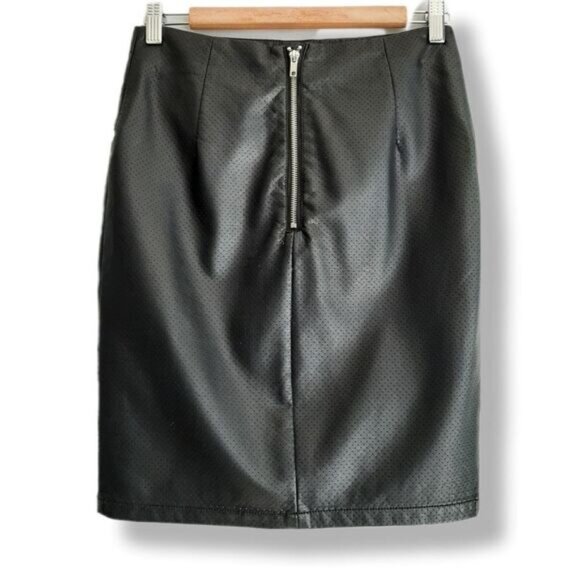 MINIMUM \ Micro Dot Pencil Mini Skirt Vegan Faux Leather Black Sz S - Picture 2 of 11